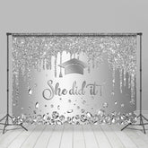 Aperturee - She Did It Silver Diamond Simple Graduation Backdrop